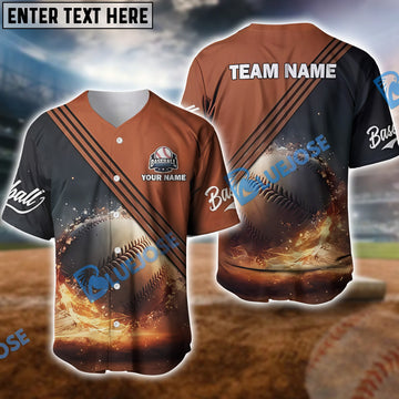 BlueJose Baseball Fire Baseball Lover Gift Customized Name, Team Name 3D Shirt