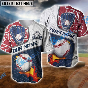 BlueJose Baseball Jersey Personalized 3D Shirt with Name and Team, Flame Design for Players and Fans