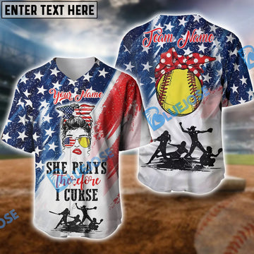 BlueJose Patriotic Softball Customized Name, Team Name 3D Shirt