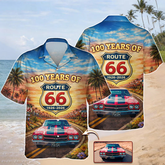 BlueJose Custom Photo 100 Years of Route 66 Mother of Road Hawaii Shirt Car Lovers Gift