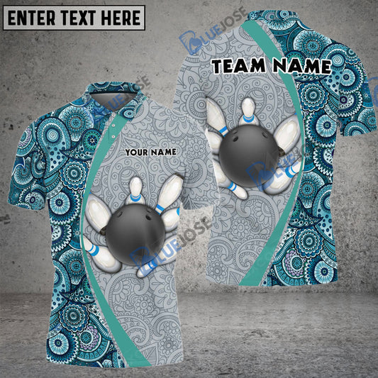 BlueJose Bowling And Pins Mandala Customized Name 3D Shirt (4 Colors)