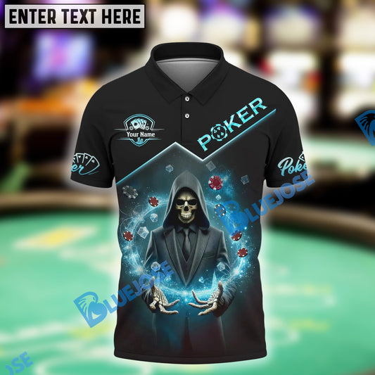 BlueJose Grim Reaper Poker Shirt, Custom Name & Team Name 3D Shirts