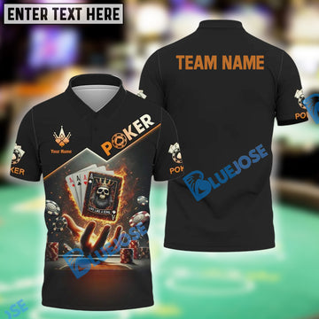 BlueJose Live Like a King-Skull King Card Poker Shirt, Custom Name & Team Name 3D Shirts