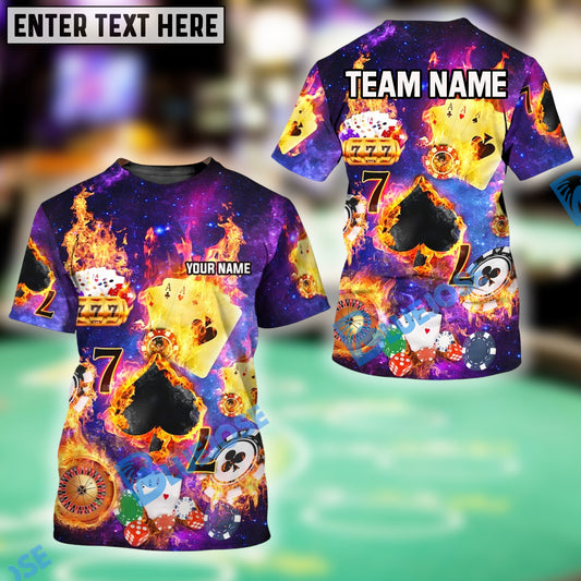 BlueJose Funny Poker Seamless Pattern Shirt, Custom Name & Team Name 3D Shirts