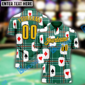 BlueJose Green Yellow-Black Gambling Poker Shirt, Custom Name & Team Name 3D Shirts