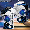 BlueJose Bowling And Pins Water Paint Color Customized Name 3D Shirt (4 Colors)