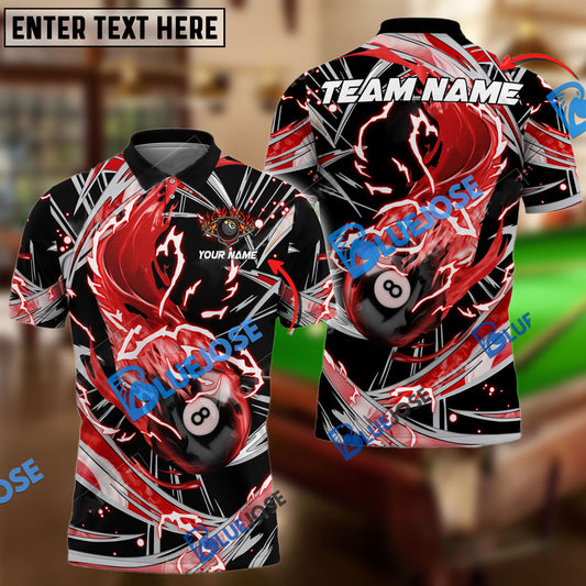 BlueJose Billiards Ball 8 Flame Thunder Wind Aura Personalized Name, Team Name Unisex Shirt ( 6 Colors )
