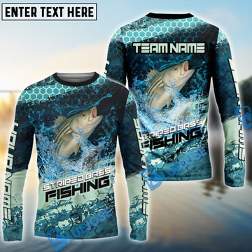 Bluejose Striped Bass Fishing Aqua Strike Custom Name & Team Name 3D Shirts