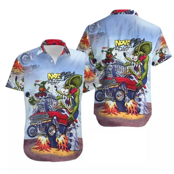 Bluejose Rat Fink Nova Bad Boys Hot Rod Hawaiian Shirt