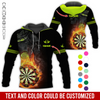 BlueJose Flaming Dartboards Personalized Name, Team Name Hoodie