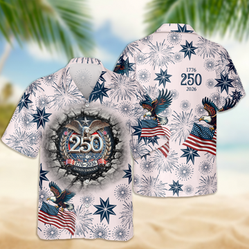 BlueJose Personalized USA 250 Anniversary Eagle Semiquincentennial Hawaii Shirt