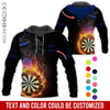 BlueJose Flaming Dartboards Personalized Name, Team Name Hoodie