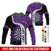 BlueJose Darts Pattern Colorful Personalized Name, Team Name Hoodie