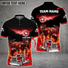 Bluejose  Personalized Name Truck Chasing Flame Skeleton Multicolor Polo Shirt For Truck Driver