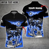 Bluejose  Personalized Name Truck Chasing Flame Skeleton Multicolor Polo Shirt For Truck Driver