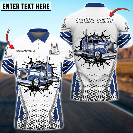 Bluejose Truck Crack Multicolor Personalized Name Polo Shirt For Truck Driver