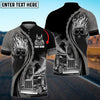 Bluejose Truck Flaming Skull Multicolor Personalized Name Polo Shirt For Truck Driver