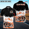 Bluejose Truck Heartbeat Pattern Personalized Name Polo Shirt For Truck Driver Multicolor