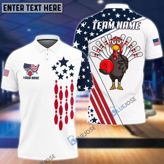 BlueJose Bowling And Pins Way Of America Customized Name, Team Name 3D Shirt for  Russell Childers