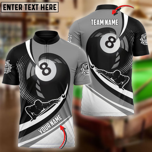 BlueJose Billiards Ball 8 Player Gray Personalized Name, Team Name 3D Shirt