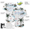BlueJose Custom White White-Light Blue 3D Pattern Design Hawaii Palm Trees Authentic Baseball Jersey