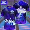 BlueJoses Bowling Flame Pattern Multicolor Customized Name 3D Polo Shirt