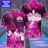 BlueJoses Bowling Flame Pattern Multicolor Customized Name 3D Polo Shirt