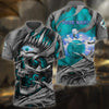 BlueJoses Bowling Skull Pattern Multicolor Customized Name 3D Polo Shirt