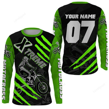 BlueJose Personalized Motocross Extreme Dirt Bike Green Mx Racing 3D Shirt
