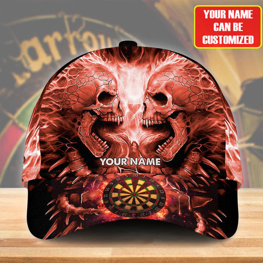 BlueJose Red Skull Darts Personalized Name Cap