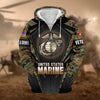 BlueJose Unique Camo Soldiers US Veteran Zip Hoodie