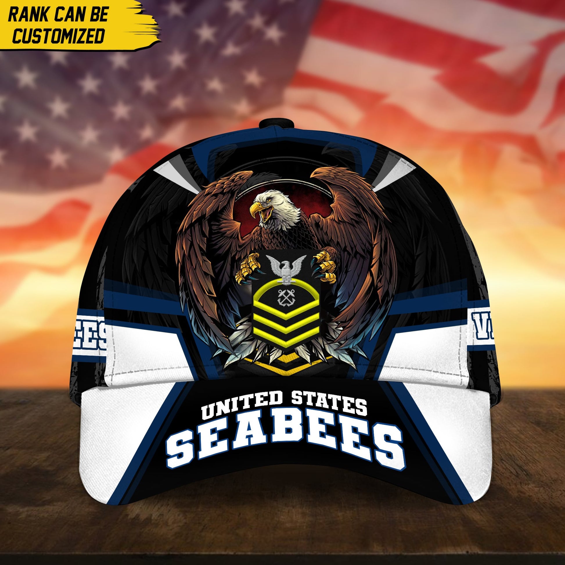 BlueJose Premium Personalized Custom Rank US Veteran Cap APVC220701