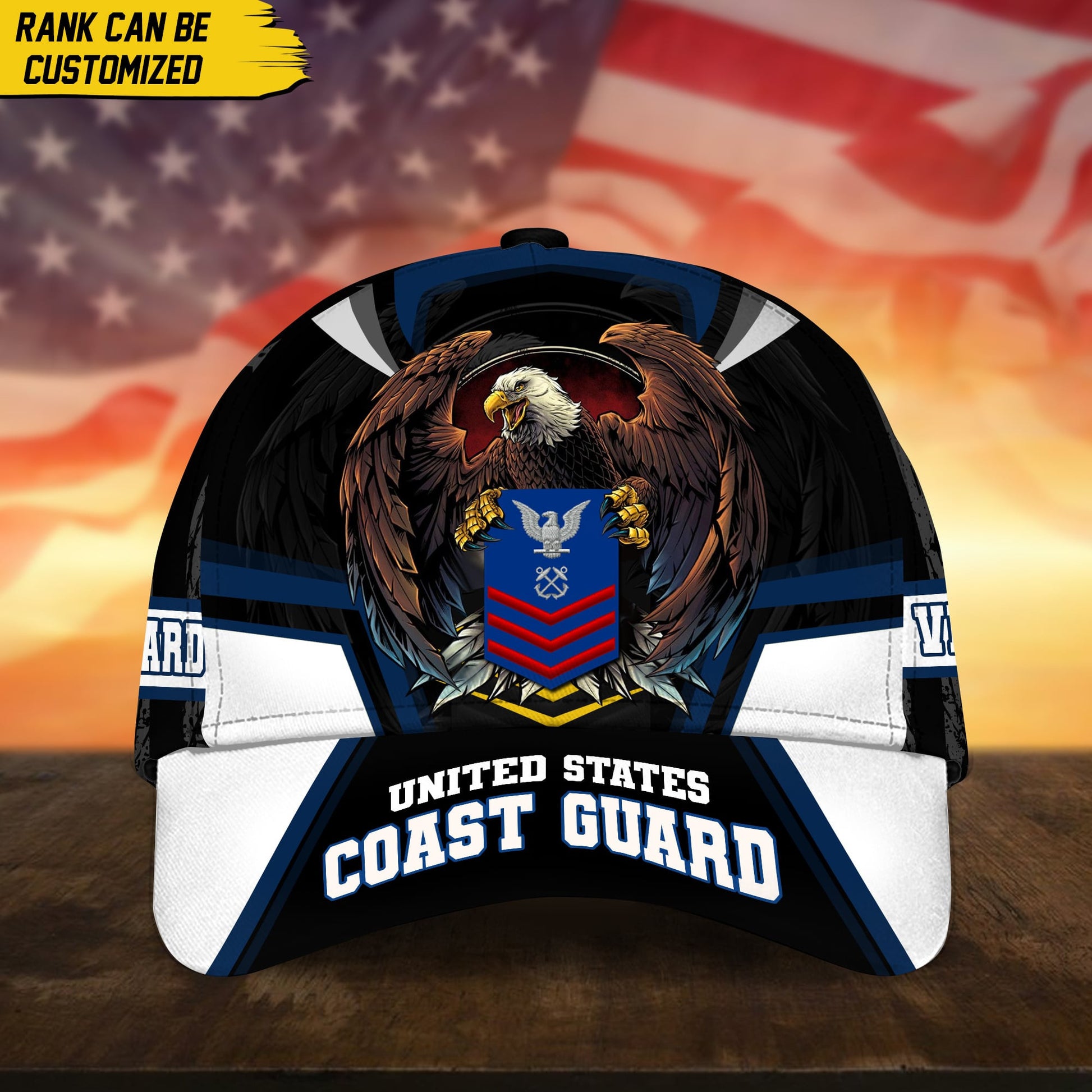 BlueJose Premium Personalized Custom Rank US Veteran Cap APVC220701