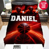 BlueJose Personalized Black Basketball Ball Red Line Custom Name Duvet Cover Bedding Set