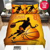 BlueJose Personalized Basketball Player Orange Background Custom Name Duvet Cover Bedding Set