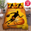 BlueJose Personalized Basketball Player Orange Background Custom Name Duvet Cover Bedding Set