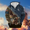 BlueJose Premium Proudly Served US Veteran Zip Hoodie