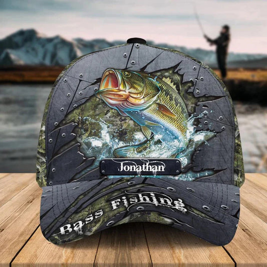 BlueJose Personalized Fish Aholic Water Grass 3 Cap
