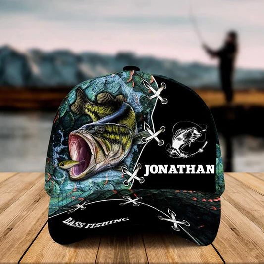 BlueJose Personalized Fish Camo Appearance Grass 3 Cap
