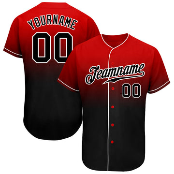 BlueJose Custom Red Black-White Authentic Fade Fashion Baseball Jersey