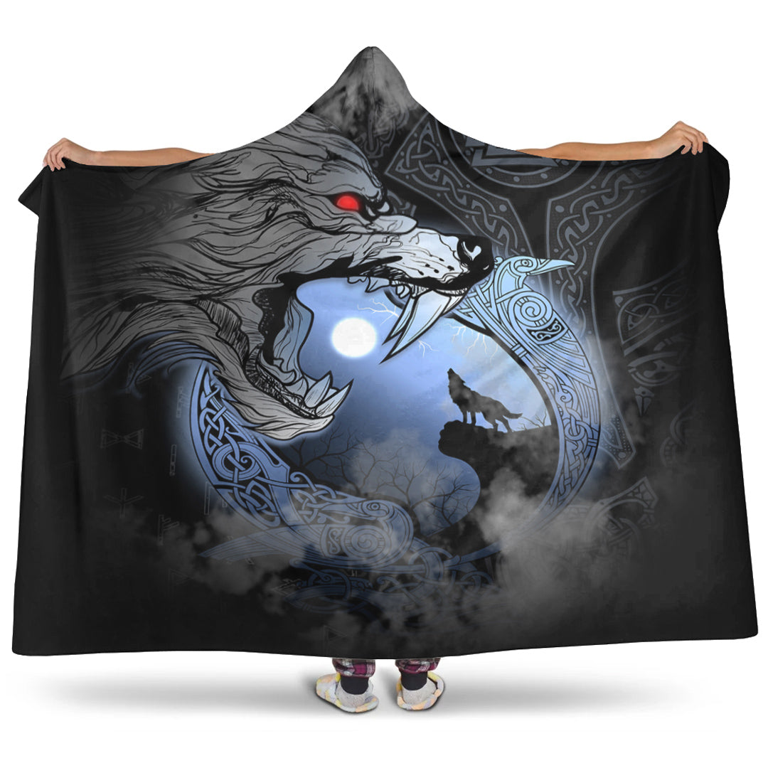 VikingStyle Hooded Blanket - Fenrir And Moon Hooded Blanket A31