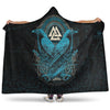 VikingStyle Hooded Blanket - Huginn and Muninn Valknut Cyan Style Hooded Blanket A35