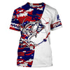Bluejose Personalized Bass Fishing Red, White And Blue Camo Fishing Shirts, Patriotic Bass Fishing Jerseys