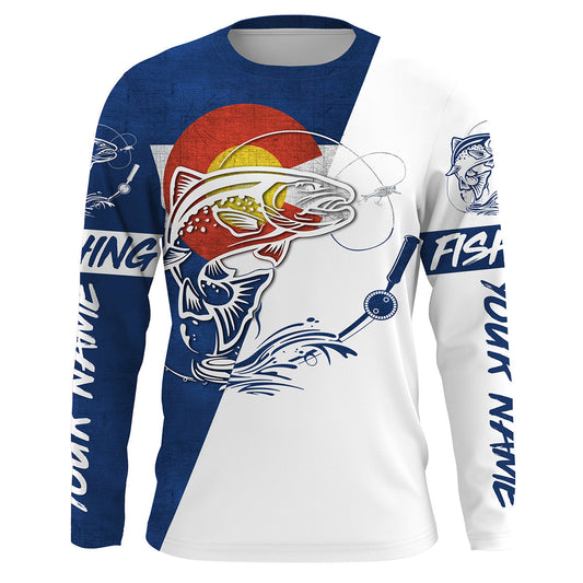 Bluejose Personalized Colorado Flag Trout Fishing Shirts, Co Trout Fishing Jerseys, Patriotic Fishing Gifts