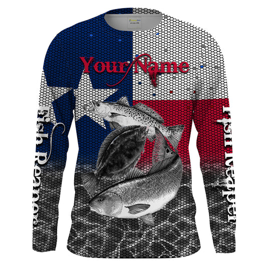 Bluejose Texas Slam Custom Texas Flag Long Sleeve Fishing Shirts , Tx Tournement Fishingâ Shirts