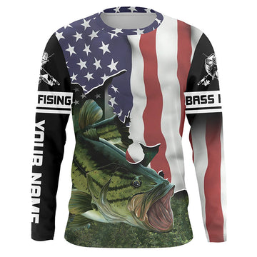Bluejose Bass Fishing 3D Flying American Flag Patriot 4Th Of July Custom Name All Over Print Shirts