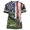 Bluejose Bass Fishing 3D Flying American Flag Patriot 4Th Of July Custom Name All Over Print Shirts