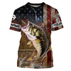 Bluejose Personalized Largemouth Bass American Flag Fishing 3D Shirts