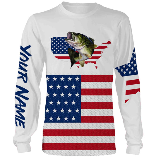 Bluejose Bass Fishing American Flag Patriot Custom Name All Over Print Shirts - Personalized 4Th Of July Fishing Gift