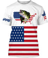 Bluejose Bass Fishing American Flag Patriot Custom Name All Over Print Shirts - Personalized 4Th Of July Fishing Gift